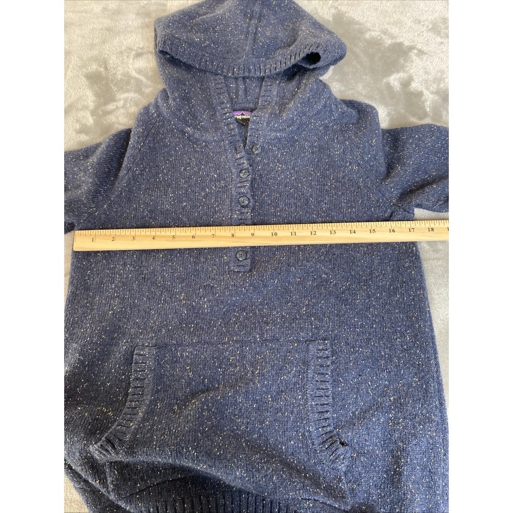 PATAGONIA Off Country Hoodie Sweater Women Size XS Blue Speckle Kangaroo Pocket - Picture 6 of 7